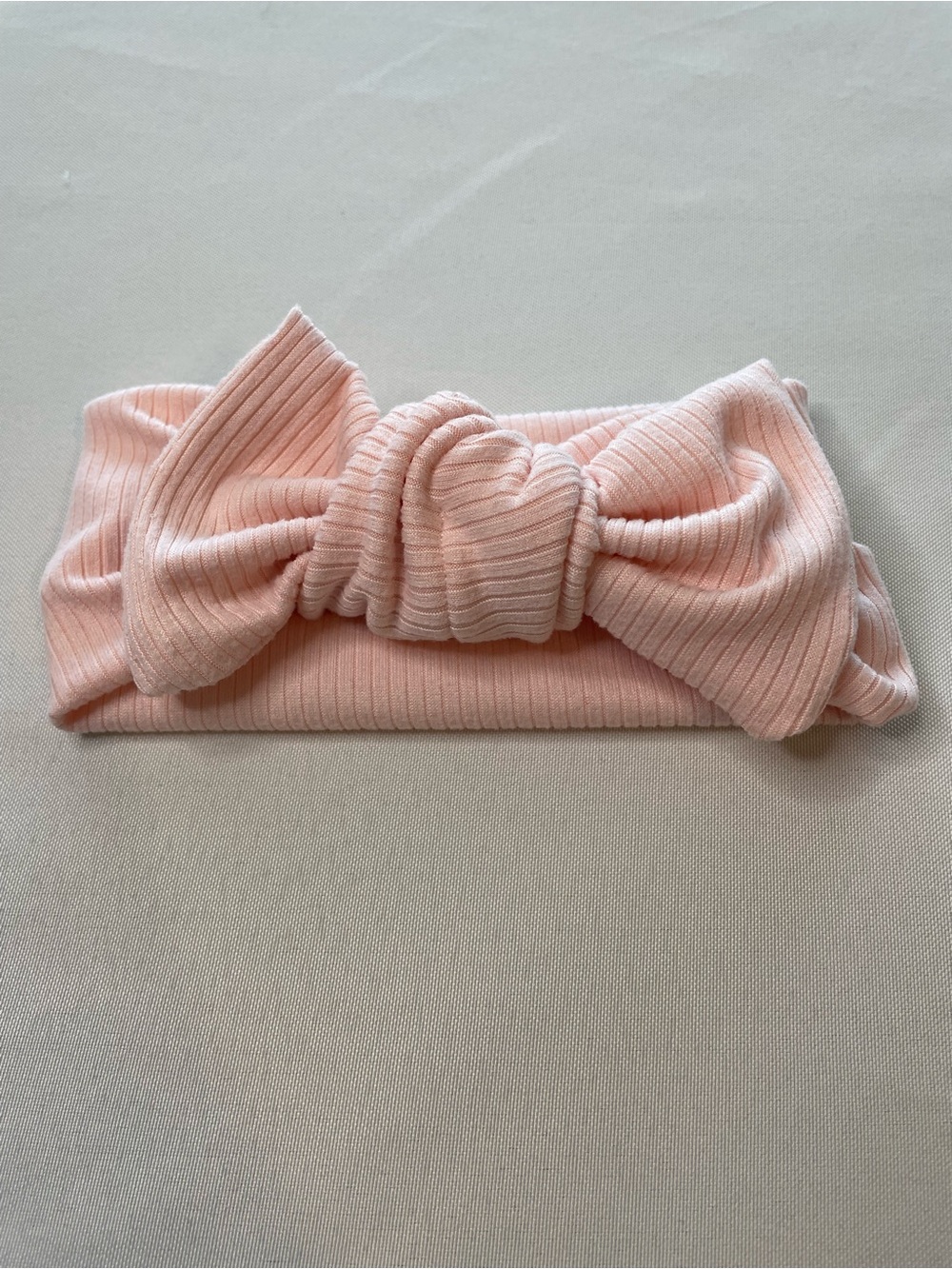Soft Ribbed Pink Baby Headband with Bow